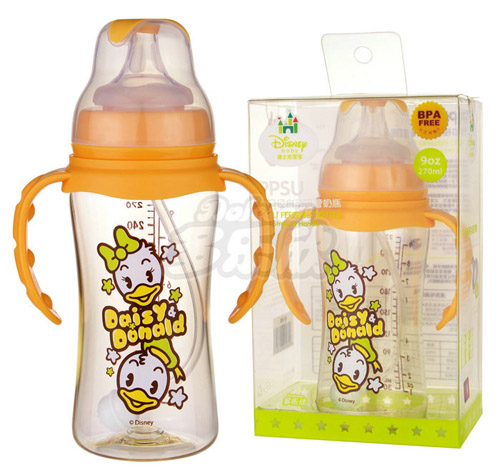 迪士尼寶寶寬口徑手柄吸管PPSU奶瓶（大號(hào)）240ml
