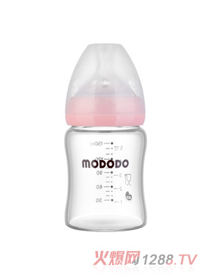 萌嘟嘟新生兒標口晶鉆玻璃奶瓶粉色60ML